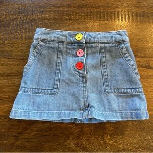 Mini Boden Kids Denim Skirt with Colorful Buttons
